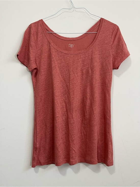LOFT Tops - NWT LOFT Ann Taylor 100% Linen Scoop Neck Short Sleeve T-Shirt Top M Dusty Red
